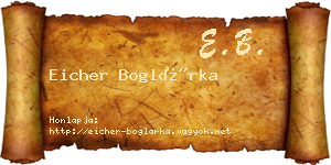 Eicher Boglárka névjegykártya